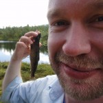 Håvard in front of the trout